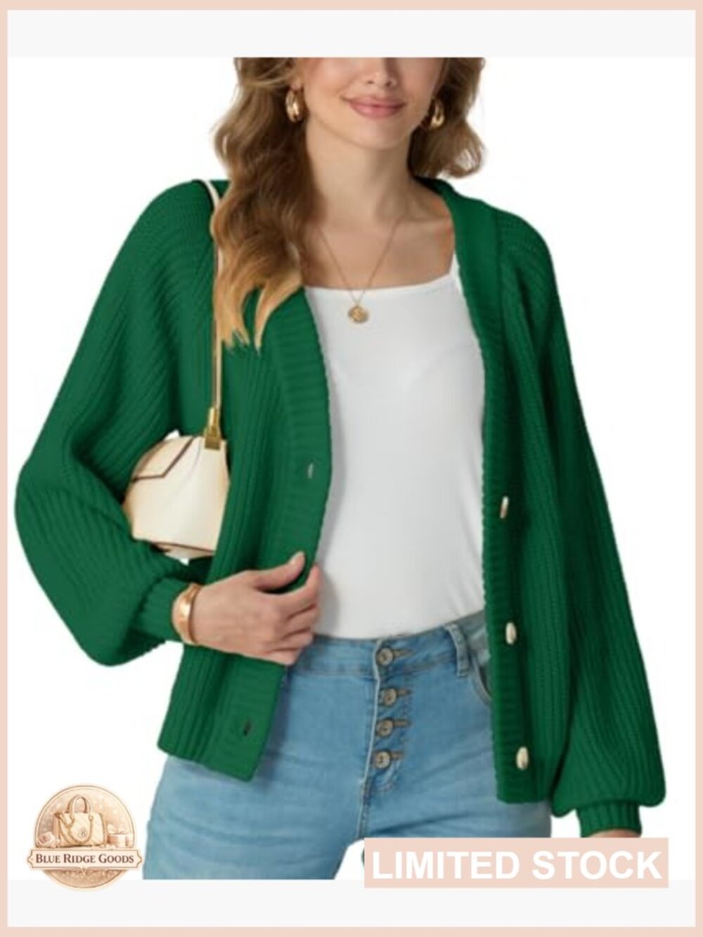 Chunky Knit Cardigan Oversized V-Neck Button Front Loose Fit Sweater - Picture 2 of 7